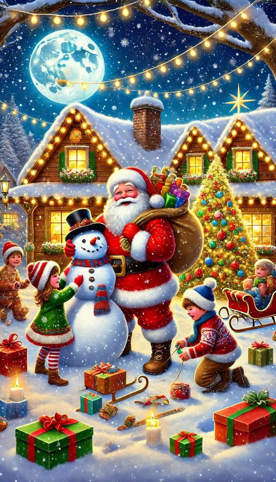 Rötting Design Malen nach Zahlen Diamond Painting Set 5D DIY Motiv weihnachtliche Geschenkeparty (Komplett-Set), Diamond Painting Vollbild, Lieferung enthält alle Utensilien von Rötting Design