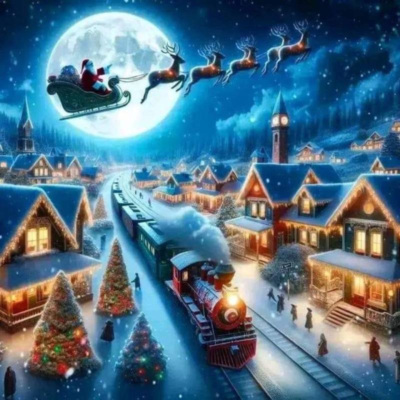 Rötting Design Malen nach Zahlen Diamond Painting Set 5D DIY Motiv weihnachtlicher Schlittenexpress (Komplett-Set), Diamond Painting Vollbild, Lieferung enthält alle Utensilien von Rötting Design