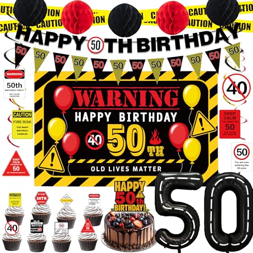 Roetyce 50. Geburtstag Party Dekorationen Männer Frauen Vorsicht Logo Thema Happy 50th Birthday Banner Luftballons Kuchen Topper Hängende Wirbel Kit Lustige Warnung 50 Jahre alt Party Foto Hintergrund Roetyce 50. Geburtstag Party Dekorationen Männer Frauen Vorsicht Logo Thema Happy 50th Birthday Banner Luftballons Kuchen Topper Hängende Wirbel Kit Lustige Warnung 50 Jahre alt Party Foto Hintergrund von Roetyce