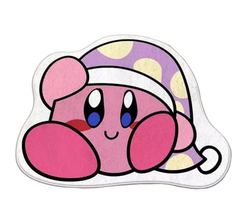 Roffatide Anime Kirby Cartoon niedlich Bereich Teppich unregelmäßige Form flauschig Fuzzy Plüsch Bereich Teppich Matte Decke Teppich Boden Teppich für Wohn-Esszimmer Home Decor B 80 * 120cm von Roffatide