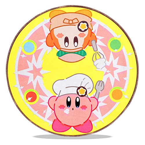Roffatide Anime niedlich Cartoon gelb Kirby Runde Bereich Teppich für Mädchen Jungen Decke Teppich Boden Matten Teppich für Zuhause 60x60 cm von Roffatide