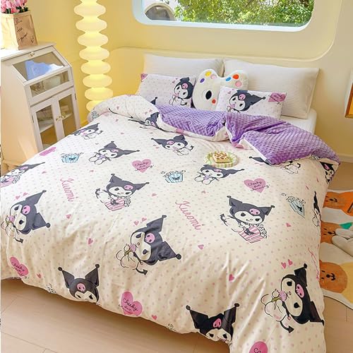 Roffatide Cartoon Kuromi Fleece Decke Fuzzy Soft Blanket Microfiber Cozy Throw Blanket für Couch Bett Sofa 110 * 150cm von Roffatide