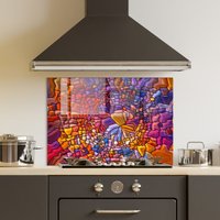 Gehärtetes Glas Herd Backsplash Panel, Rückabdeckung, Küchendekor, Top Cover, Küche Tile, Hacken Und Nudelbrett von RoggmardHomeArt