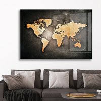 Weltkarte Gehärtetes Glas Wandkunst, Extra Große Büro Deko, Einweihungsgeschenk, Wohndekor, Wandbehang von RoggmardHomeArt