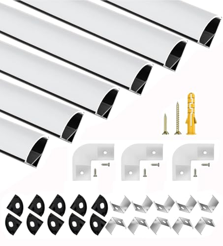 LED Kanal Schwarz, 6X1M Stripe Profil V Form Aluminium Profil für 10mm LED Streifen, Stripes Kanäle Leiste Aluprofil Eckprofil Strip Diffusor mit Milchig Weißer Abdeckung und 45 Grad Eckverbindern von Rogisi