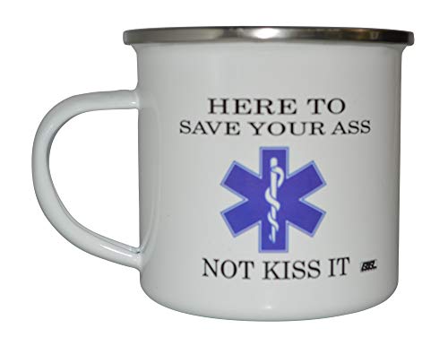 EMT EMS Here To Save Camp Tasse Emaille Camping Kaffeetasse Geschenk für Sanitäter Krankenwagen EMT von Rogue River Tactical