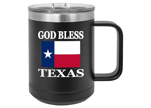 Rogue River Tactical Kaffeebecher mit Deckel und Aufschrift "God Bless Texas State Flagge", robust, Edelstahl, Schwarz von Rogue River Tactical
