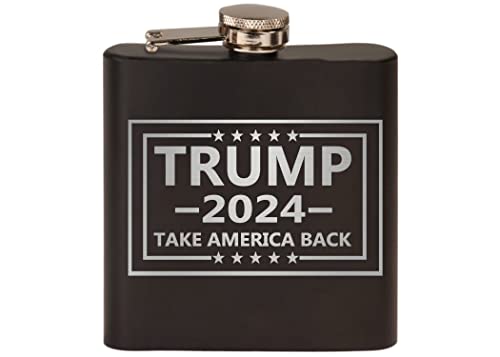 Trump 2024 Take America Back Edelstahl-Flachmann, mattschwarz, tolles Geschenk für Ihn, Vater, Republikaner oder konservative Wahl von Rogue River Tactical