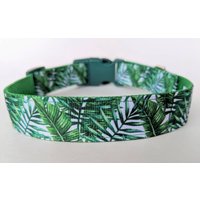 Hundehalsband Palm Leaf Tropisch Grünes Band, Sommer Strand von RogueCollars