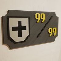 Oldschool Runescape Inspiriert Level 99 Defense Commemoration 3D Bedruckte Wand Hängend & Magnet von RoguePrintandDesign