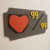 Oldschool Runescape Inspirierte Level 99 Hitpoints Gedenkfeier 3D Gedruckt Wand Hängend & Magnet von RoguePrintandDesign