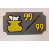 Oldschool Runescape Inspirierte Stufe 99 Koch Erinnerung 3D Bedruckt Wand Hängend & Magnet von RoguePrintandDesign