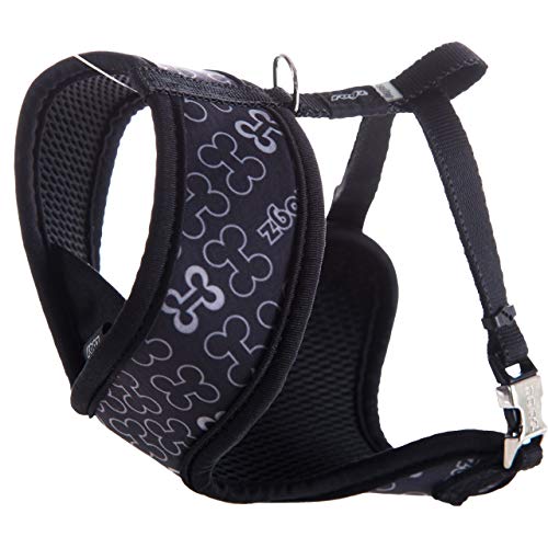 Rogz LapZ Trendige Wrapz Modulare Hundegeschirr, XS, schwarz Knochen von Rogz