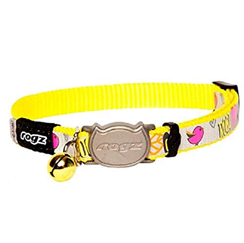 Rogz Reflectocat Halsband, 20,3-30,5 cm, Gelb/Pink von Rogz