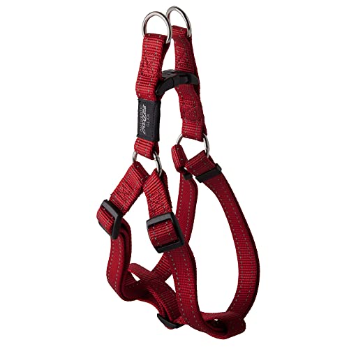 Rogz Utility Hundegeschirr, reflektierend, verstellbar, 1,9 cm, Fanbelt Hundegeschirr, groß, 3/4" Large, rot von Rogz