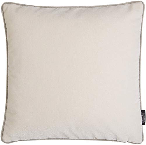 Rohleder Home Collection Kissen - Big Cloud - Salt - 50 x 50 cm - Dicht gewebtes Samtkissen mit farblich passender Paspel - Weiß und Hellgrau - Made in Germany von Rohleder