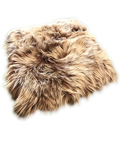 Rohn Moden Sitzkissen, Sitzauflage Schnucke aus echtem hochwolligem Lammfell für Stuhl, Rollstuhl, Katzenbett, Hundebett und Dekoration - Kuscheliges und vielseitiges Accessoire in Cappuccino von Rohn Moden