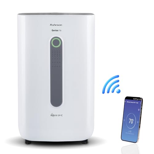 Rohnson Luftentfeuchter R-9916W Genius 16 – 240W, leiser elektrischer Entfeuchter für 100m², HEPA 13 Filter optional, UV-C Licht, Doppelionisator, Wi-Fi Steuerung, Turbo-Boost für Wäschetrocknung Rohnson Luftentfeuchter R-9916W Genius 16 – 240W, leiser elektrischer Entfeuchter für 100m², HEPA 13 Filter optional, UV-C Licht, Doppelionisator, Wi-Fi Steuerung, Turbo-Boost für Wäschetrocknung von Rohnson