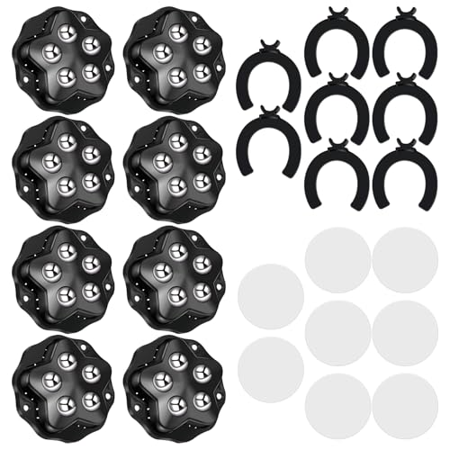 Kugelrollen für Möbel 8 Stück Möbelrollen Flach Klein Kugelrollen Schwerlast 360 Grad Drehbar Selbstklebendes Rollenrad Schwarz mit 5 Stahlkugeln und Bremse für Möbel Aufbewahrungsbox von Rohqipmk
