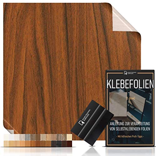 [15,44€/m²] Klebefolie in Holz-Optik - WUNSCHMAß inkl. Rakel & E-Book I Selbstklebende Holz Folie für Möbel & Küche - hitzebeständig & abwaschbar I Möbelfolie Holzdekor (GOLD NUSSBAUM, LFM x 45cm) von Rohr-Trading.SURFACES