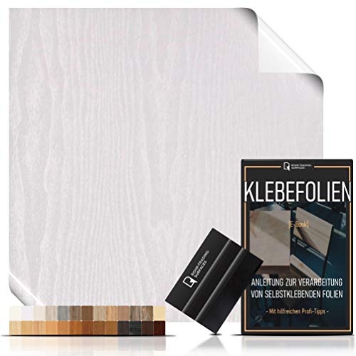 [15,44€/m²] Klebefolie in Holz-Optik - WUNSCHMAß inkl. Rakel & E-Book I Selbstklebende Holz Folie für Möbel & Küche - hitzebeständig & abwaschbar I Möbelfolie Holzdekor (WHITEWOOD, LAUFMETER x 45cm) von Rohr-Trading.SURFACES