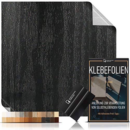 [15,44€/m²] Klebefolie in Holz-Optik - WUNSCHMAß inkl. Rakel & E-Book I Selbstklebende Holz Folie für Möbel & Küche - hitzebeständig & abwaschbar I Möbelfolie Holzdekor (BLACKWOOD, LAUFMETER x 67,5cm) von Rohr-Trading.SURFACES