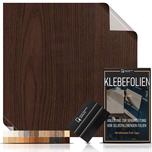 [15,44€/m²] Klebefolie in Holz-Optik - WUNSCHMAß inkl. Rakel & E-Book I Selbstklebende Holz Folie für Möbel & Küche - hitzebeständig & abwaschbar I Möbelfolie Holzdekor (DARK MARON LAUFMETER x 67,5cm) von Rohr-Trading.SURFACES