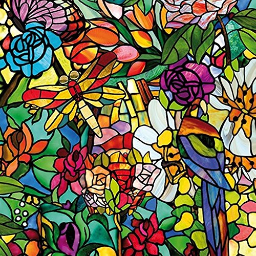 [18,83€/m²] Fensterfolie selbstklebend Sichtschutz oder dekorative Fensterfolie I Buntglasfolie I Sichtschutzfolie I Milchglasfolie bunt I Tulia 200 x 45cm inkl. Filzrakel von Rohr-Trading.SURFACES