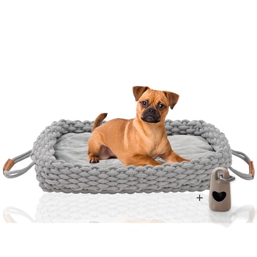 Rohrschneider® Flauschiges Katzen- und Hundebett | Weiches Tierbett für Katzen und Hunde | Katzenkörbchen Hundkorb waschbar | Gemütlicher Schlafplatz für Haustiere | Flauschige waschbare Kissen (M) von Rohrschneider