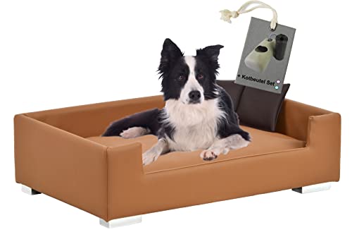 Rohrschneider Hundesofa Candy | Hundebett Couch für ultimativen Komfort | Hunde Kissen mit Rand ideal als Hunde Reisebett | Hundkorb und Hundebett kleine Hunde (Nougat) von Rohrschneider