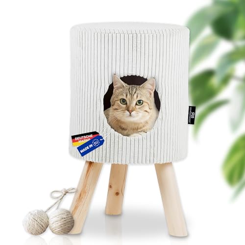 Rohrschneider Katzenhöhle Cord | Made in EU | Katzenbett mit waschbarem Katzenkissen | Katzenhaus Indoor | Sitzgelegenheit bis 60kg | Füße aus robustem Vollholz | ca. Ø 32 x 55 cm | beige Rohrschneider Katzenhöhle Cord | Made in EU | Katzenbett mit waschbarem Katzenkissen | Katzenhaus Indoor | Sitzgelegenheit bis 60kg | Füße aus robustem Vollholz | ca. Ø 32 x 55 cm | beige von Rohrschneider