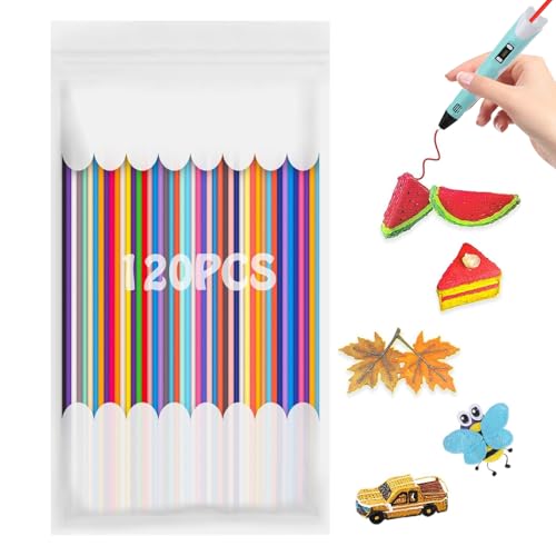 120 Stück 3D Doodler Stift Nachfüllpacks 3D Stift Filament 3D Stift Nachfüllset Druckstift Filament-Nachfüllungen für 3D-Stifte für 3D-Stifte Buntes Filament Plastik 3D-Druckkabel Plastik von Roinaid