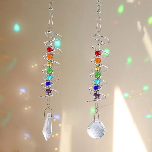 2 Stück Sonnenfänger,Fensterdeko Hängend,Lichtfänger,Glänzender Lichtbrechungseffekt,Geeignet Als Hängende Dekoration für Fenster,Häuser,Gärten,Partys und Hochzeiten von Roinaid