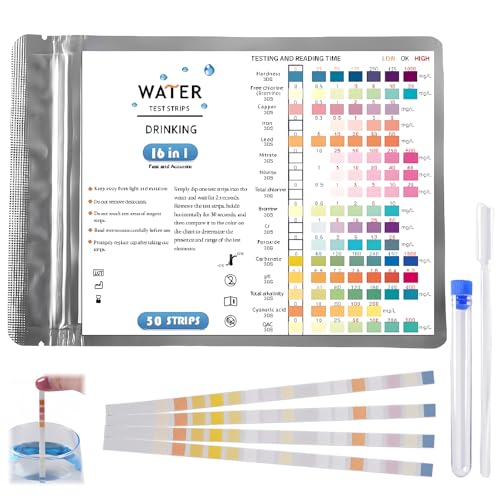 50 Ph Teststreifen,Teststreifen Pool Tester,16 In 1 Pool Teststreifen Wassertester,Schnelle und Genaue Erkennung,zum Testen der Wasserhärte,der Gesamtalkalität,des Brom- und Ph-Werts Usw 50 Ph Teststreifen,Teststreifen Pool Tester,16 In 1 Pool Teststreifen Wassertester,Schnelle und Genaue Erkennung,zum Testen der Wasserhärte,der Gesamtalkalität,des Brom- und Ph-Werts Usw von Roinaid