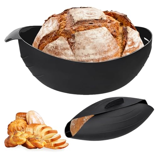 Roinaid Brotbackform Silikon Schwarz Hitzebeständig Brotbackformen,Brotbackform Silikon 500g Brot Oval Brotbackschale Kann zum Brotbacken,Mischen und Dämpfen Verwendet Werden(24.5 * 9cm) von Roinaid