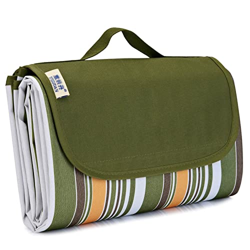 Rojeam Picknickdecke Stranddecke mit Tragegriff Campingdecke mit Wasserdichter Unterseite Draussen Decken Picknick-Matte Strand-Matte von Rojeam
