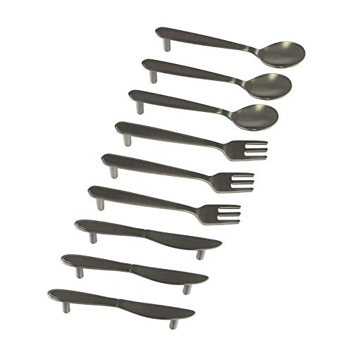 9 Pack ROK Hardware Küchenutensilien Serie: Gabel Messer Löffel Set 3–25/81,3 cm (96 mm) Zoll Mitte zu Mitte gebürstet Nickel Küche Schrank Schublade Tür zieht/Griffe von Rok