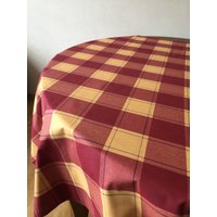 Runde Tischdecke Chaquared Baumwollstoff Gelb Bräunlich - Rot von Rokasdarbi