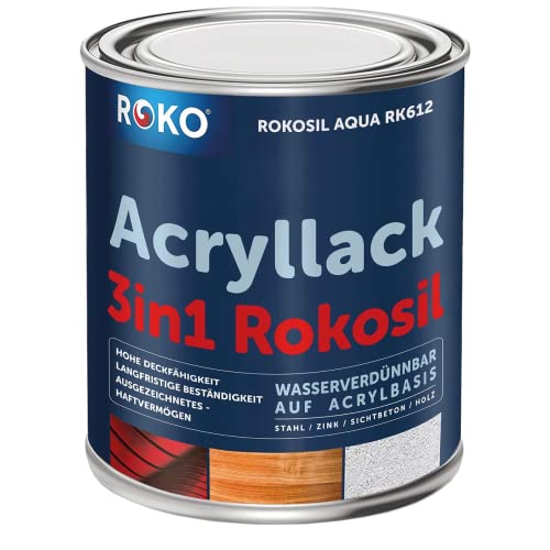 Acryl-Buntlack ROKOSIL - 0,7 Kg in Gelb - Seidenmatt - Wetterfest für Außen & Innen - 3in1 Grundierung & Deckfarbe - Premium Acryllack - Lack für fast alle Oberflächen - Langlebig & Robust von Roko