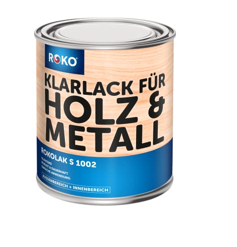 ROKO Klarlack für Holz und Metall - Glänzend - Farbloser Schutzanstrich als Finishschicht oder alleiniger Anstrich - 3 Liter von Roko