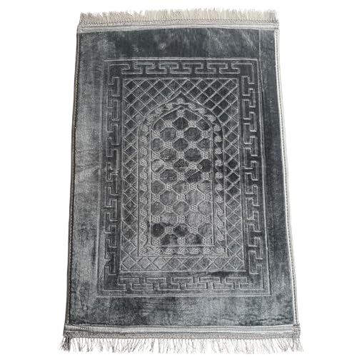 Roland Germany Gebetsteppich weich Islam Seccade Sejjade Namazlik Islamic Prayer Rug 80x120 cm (Grau) von Roland Germany