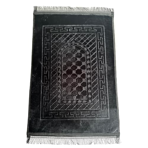 Roland Germany Gebetsteppich weich Islam Seccade Sejjade Namazlik Islamic Prayer Rug 80x120 cm (Schwarz) von Roland Germany