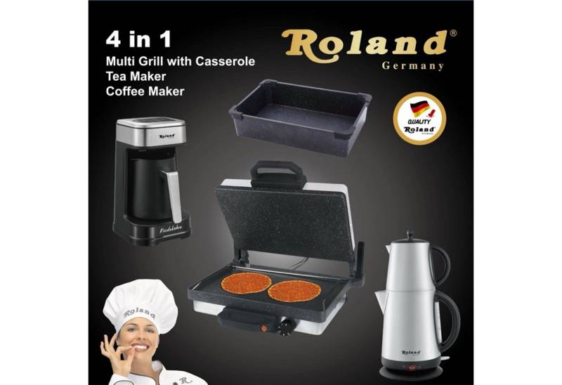 gowoll Kontaktgrill Multigrill Granit 2000W, Kasserolle, Teekocher, Mokkamaschine, 2000,00 W, 4-in-1 Set von gowoll