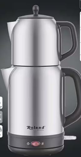 Roland Germany Wasser-Teekocher mit Teekanne 1,7L + 1L 2200 W, 2-in-1 :Teekocher, Wasserkocher, bis zu 1L Tee mit Teesieb (35195) von Roland Germany