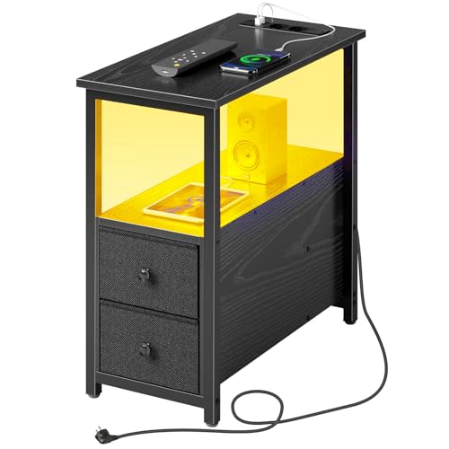 Rolanstar Beistelltisch mit Steckdosenleiste, Schmaler Nachttisch mit 2 Schubladen, Sofatisch aus Holz für kleine Räume, Wohnzimmer, Schlafzimmer, 58L x 28B x 60H cm Rolanstar Beistelltisch mit Steckdosenleiste, Schmaler Nachttisch mit 2 Schubladen, Sofatisch aus Holz für kleine Räume, Wohnzimmer, Schlafzimmer, 58L x 28B x 60H cm von Rolanstar