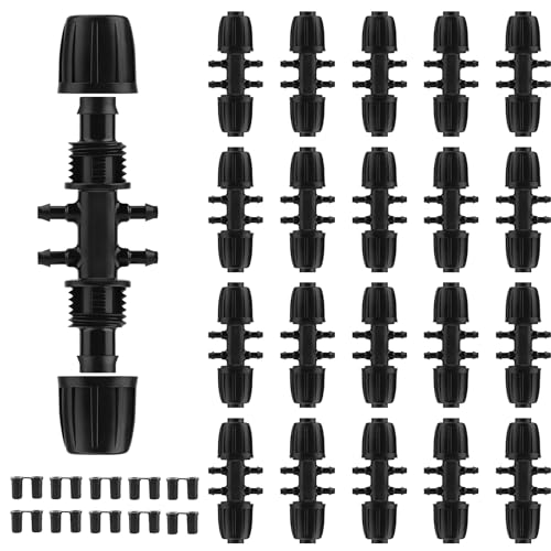 Rolcoassuns 20PCS Widerhakent Stück 1/2 Zoll auf 1/4 Zoll Bewässerungsschlauch, Anti-Drop 6 Wege Adapter Widerhakent Stück Verbinder für Tropfbewässerungssysteme (passend für 14 mm ID / 4 mm ID) von Rolcoassuns