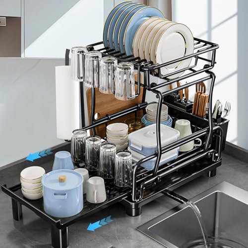 Rolcoassuns Geschirr Geschirr Geschirr Rack, Geschirr Trockner Rack mit abnehmbarem Besteck Halter, Waschbecken Drainer Rack für Küche Rolcoassuns Geschirr Geschirr Geschirr Rack, Geschirr Trockner Rack mit abnehmbarem Besteck Halter, Waschbecken Drainer Rack für Küche von Rolcoassuns