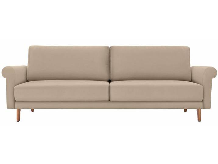 2-Sitzer CR.450, Designsofa, Loungesofa , beige (beige 534, 20), B:168cm H:85cm T:95cm, NaturLEDER OSKAR (echtes Rindsleder), Chenille COCO (72% Polyester 15% Baumwolle 13% Polyacryl), CREATION BY ROLF BENZ, Sofas, modern Landhaus, Füße in Nussbaum, Breite 168 cm von Rolf-Benz