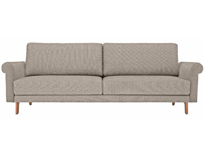 2-Sitzer CR.450, Designsofa, Loungesofa , bunt (graubeige, natur 044, 20), B:168cm H:85cm T:95cm, NaturLEDER OSKAR (echtes Rindsleder);Chenille COCO (72% Polyester 15% Baumwolle 13% Polyacryl), CREATION BY ROLF BENZ, Sofas, modern Landhaus, Füße in Nussbaum, Breite 168 cm von Rolf-Benz