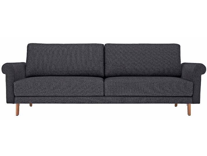 2-Sitzer CR.450, Designsofa, Loungesofa , schwarz (anthrazitgrau, schwarzgrau 044, 57), B:168cm H:85cm T:95cm, NaturLEDER OSKAR (echtes Rindsleder), Chenille COCO (72% Polyester 15% Baumwolle 13% Polyacryl), CREATION BY ROLF BENZ, Sofas, modern Landhaus, Füße in Nussbaum, Breite 168 cm von Rolf-Benz